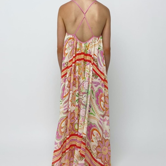 Zara Long Print Dress Spaghetti Straps - Picture 4 of 10